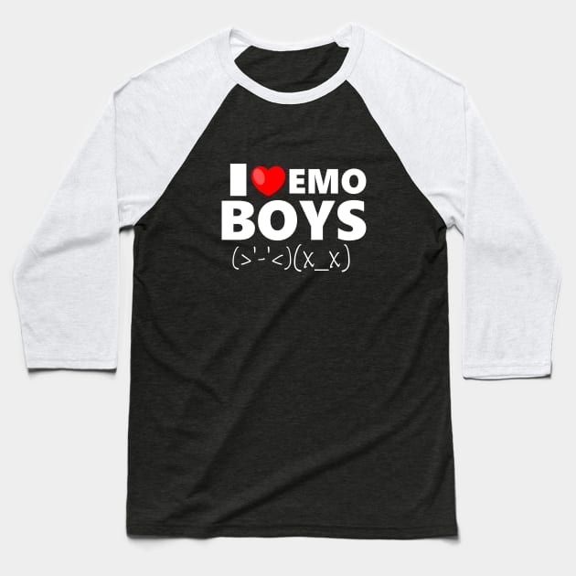 I LOVE EMO BOYS Baseball T-Shirt by Linys